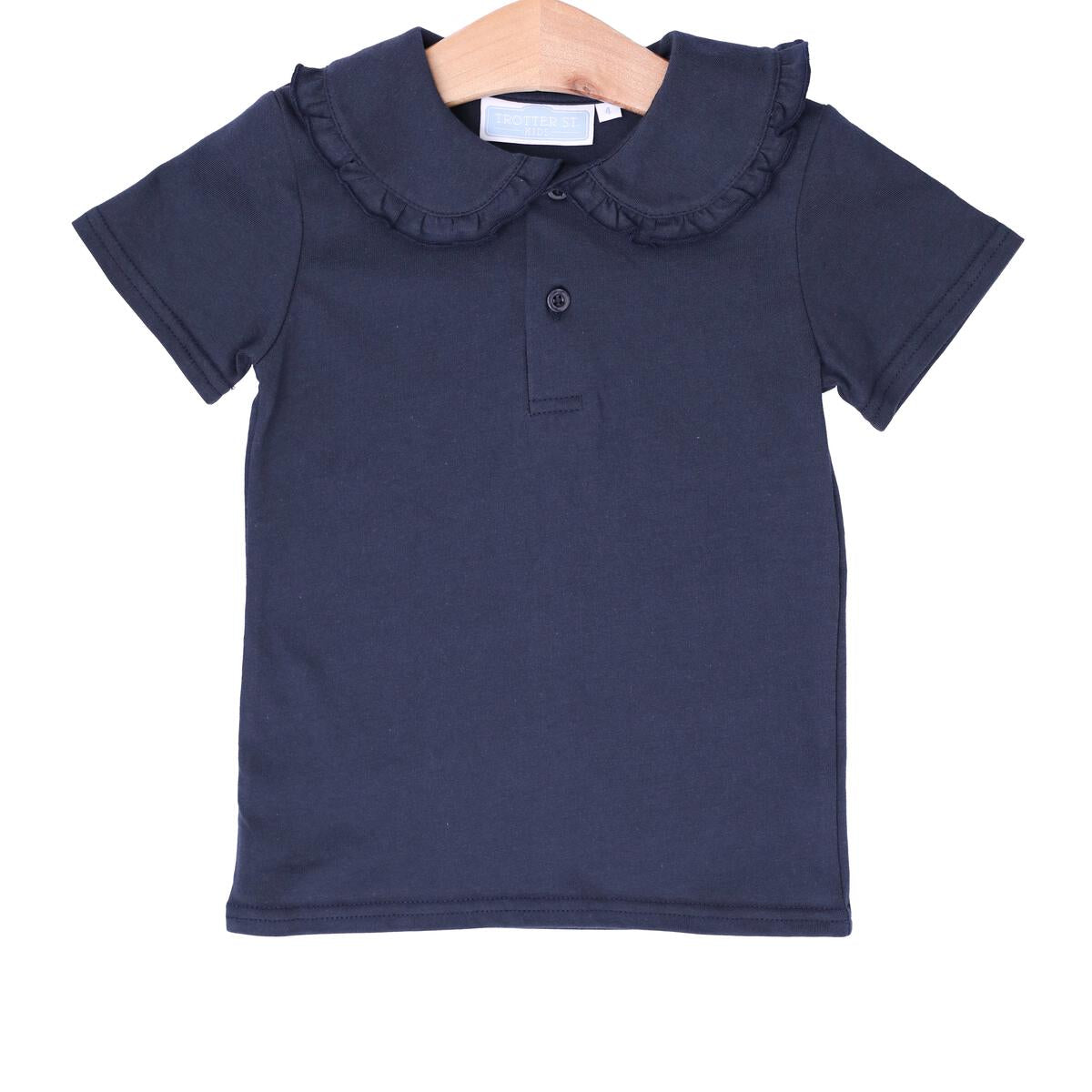 Trotter Street Kids - Ruffle Collar Polo - Navy