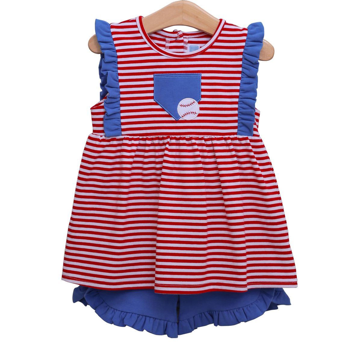 Trotter Street - Baseball Pocket Ruffle Short Set