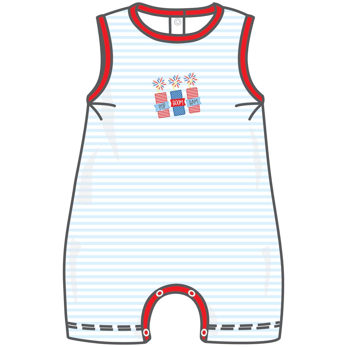 Magnolia Baby - Pop!Boom!Bam! Applique Red S/less Short Playsuit