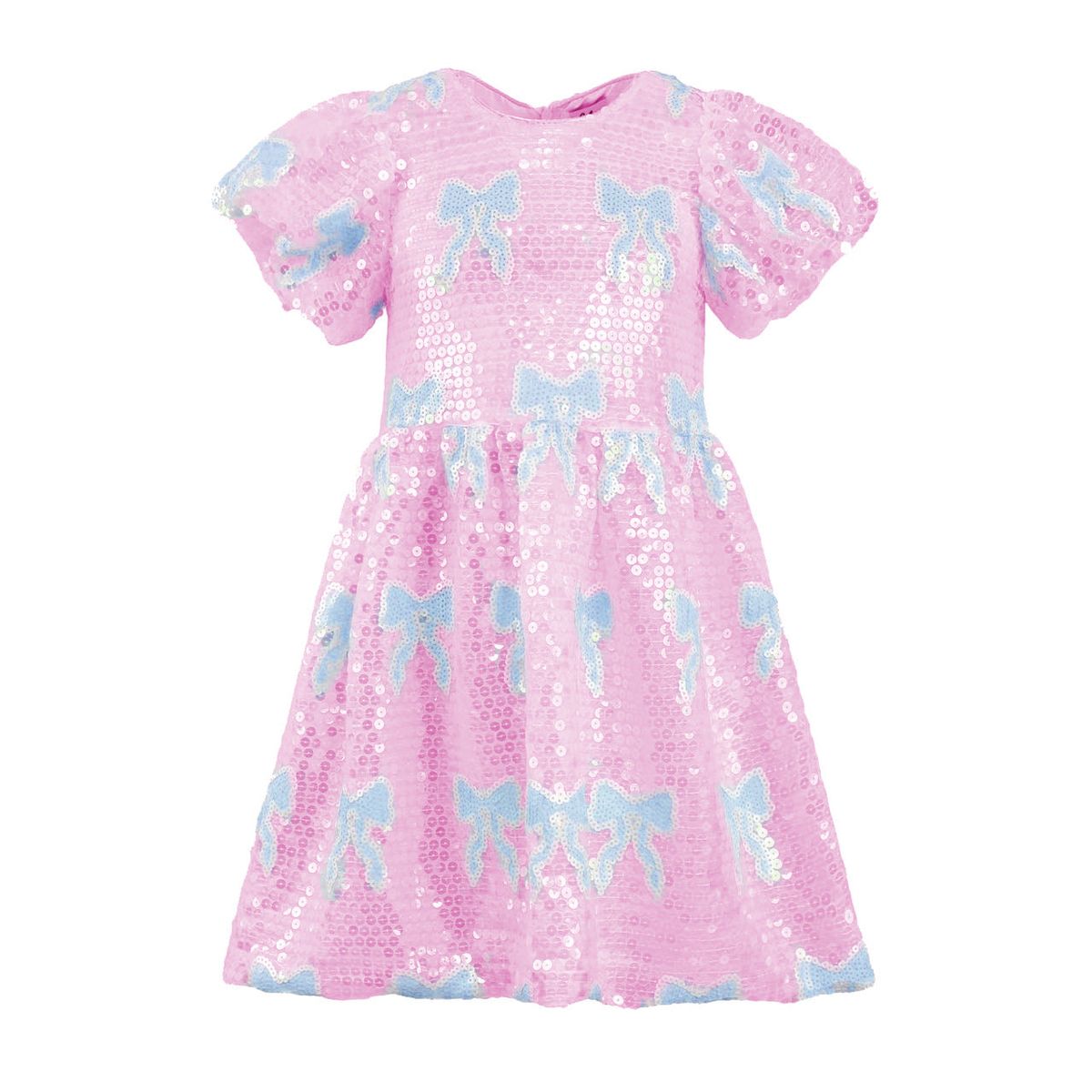 Lola and The Boys - Baby Blue Sequin Bow Dress