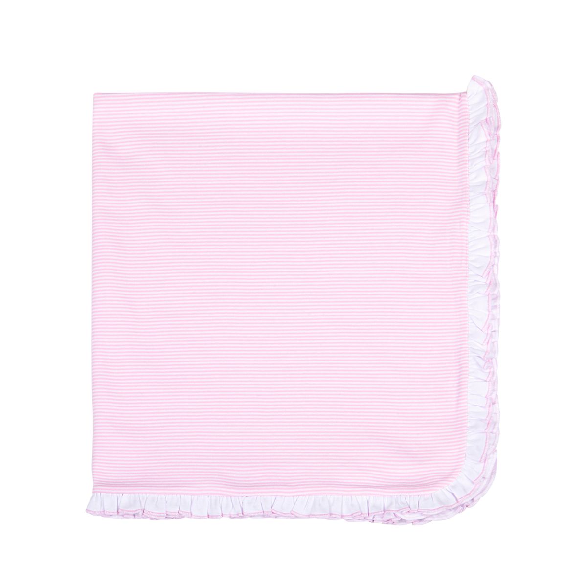 Magnolia Baby - Mini Stripes Pink Ruffle Receiving Blanket