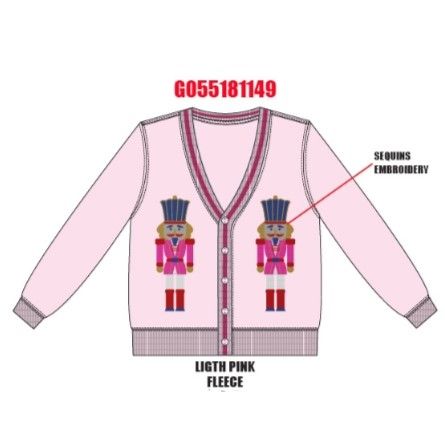 Light Pink Sequin Nutcrackers Cardigan