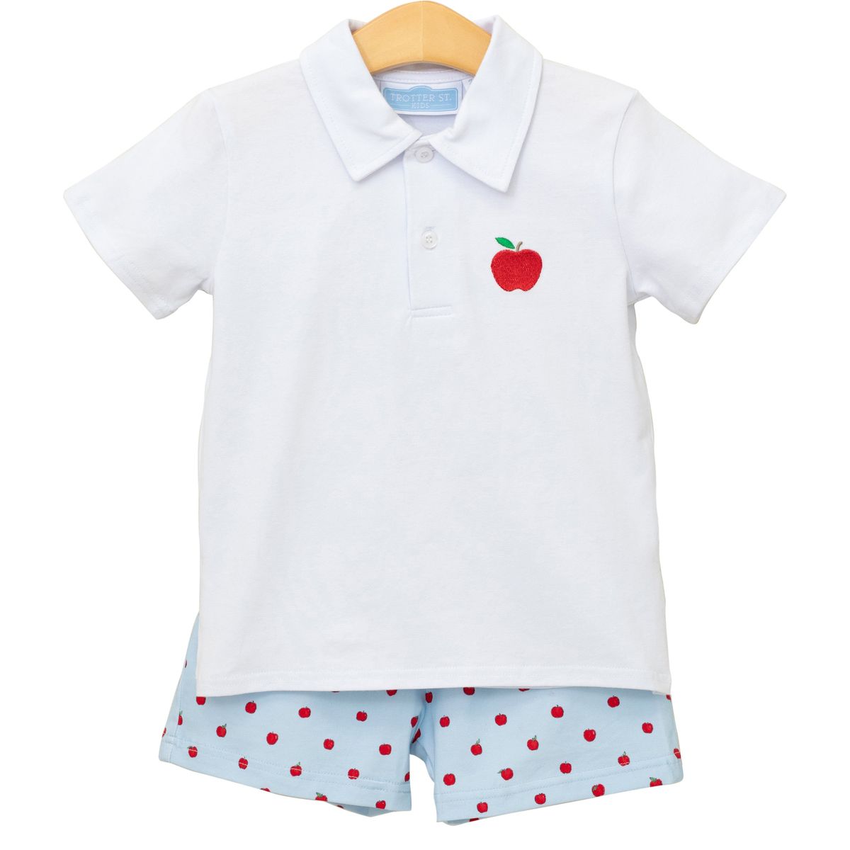 Trotter Street Kids - Apple Print Polo Short Set