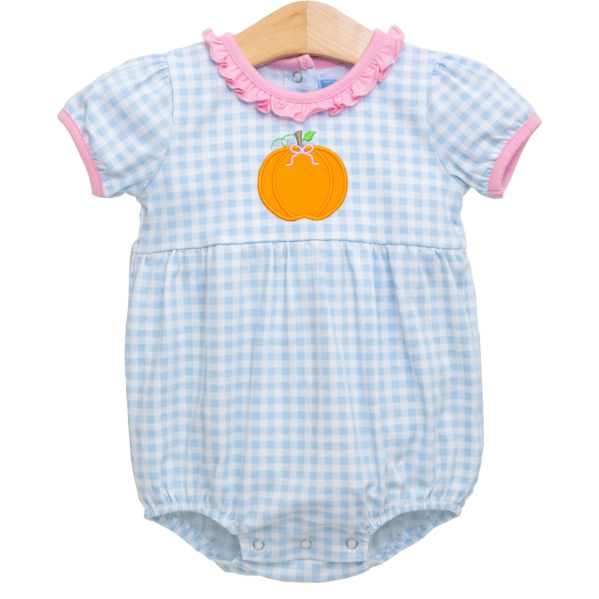 Blue Gingham Pumpkin Girls Bubble