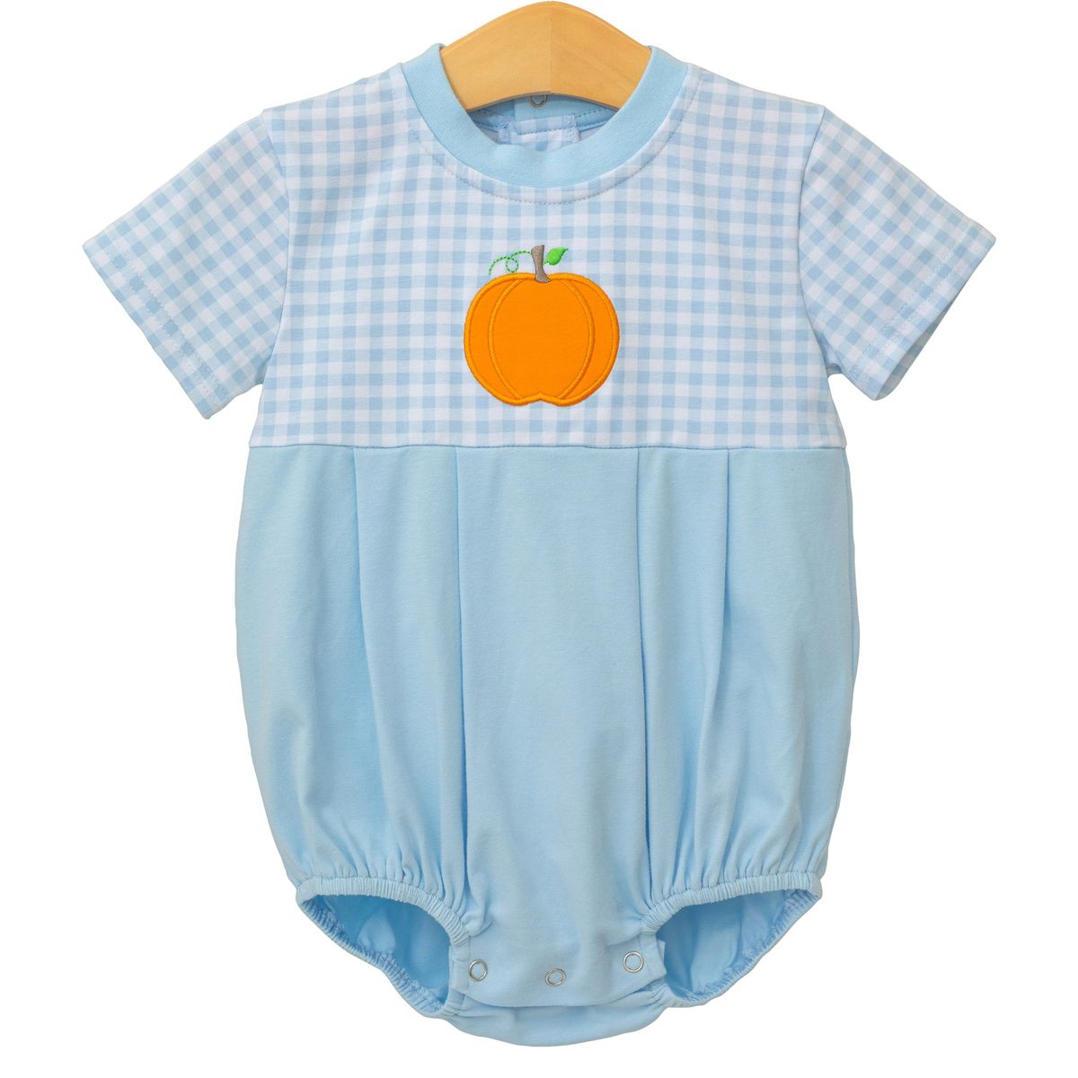 Blue Gingham Pumpkin Boys Bubble