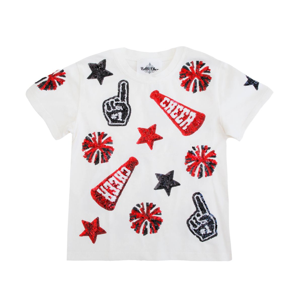 Belle Cher - Go Team! Red & Black Sequin Top