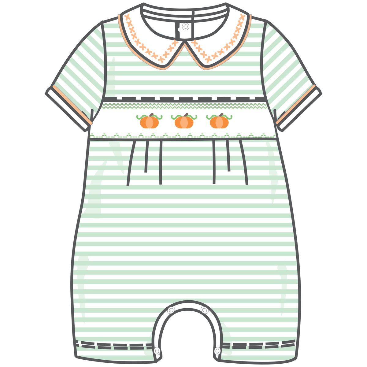 Lil' Pumpkin Classics Celery Smocked Short Playsuit