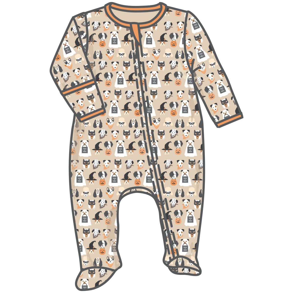 Halloween Hounds Driftwood Zipper Footie
