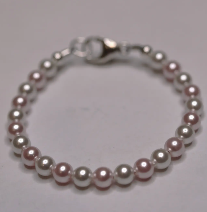 RP White/Pink Classic Pearl Bracelet