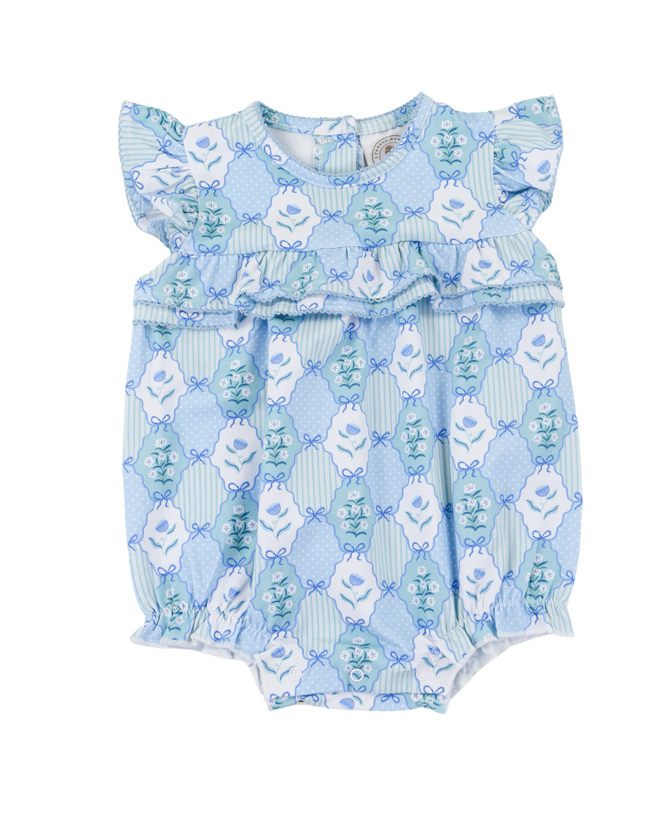 Floral Blues Rosalie Ruffle Romper