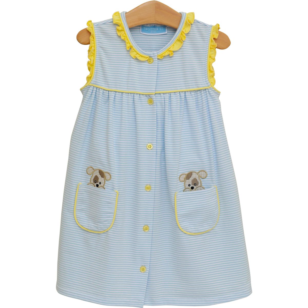 Puppy Paws Dress by Trotter Street featuring a playful puppy print on a soft, lightweight fabric for dogs.