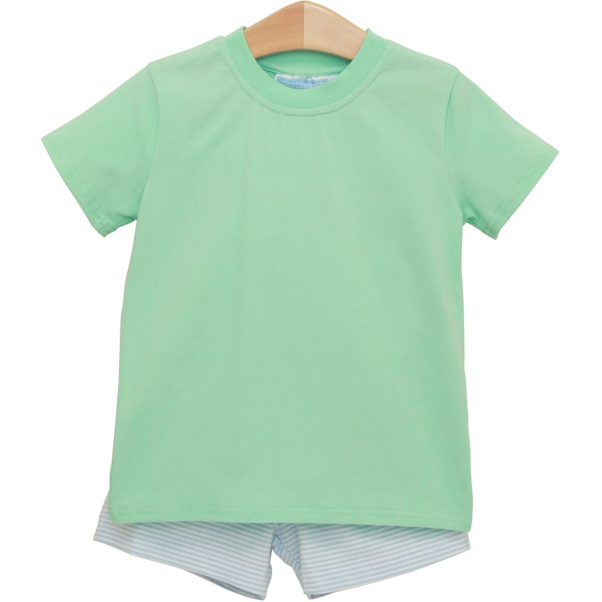 Light Blue Stripe & Mint Shepherd Short Set