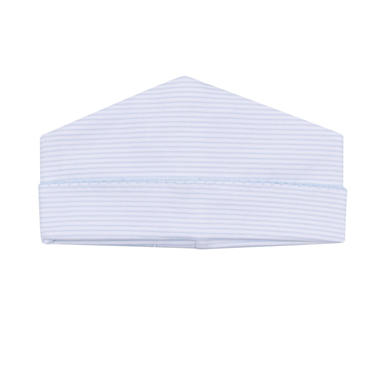 Magnolia Baby mini stripes blue hat with a soft brim and playful pattern, designed for cozy comfort and stylish baby wear.