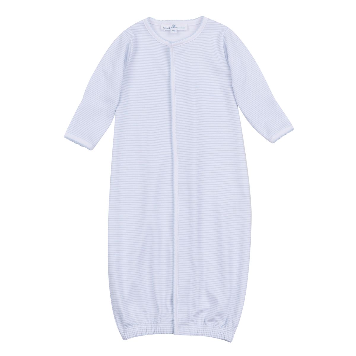 Light blue Mini Stripes Magnolia Baby converter with small striped pattern, designed for baby accessories and clothing.