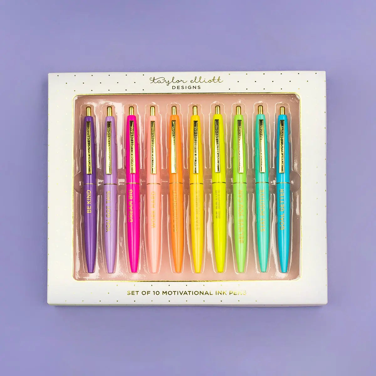 Taylor Elliot Designs - Pen Set - Motivational - Asst Colors - 10 Piece Set