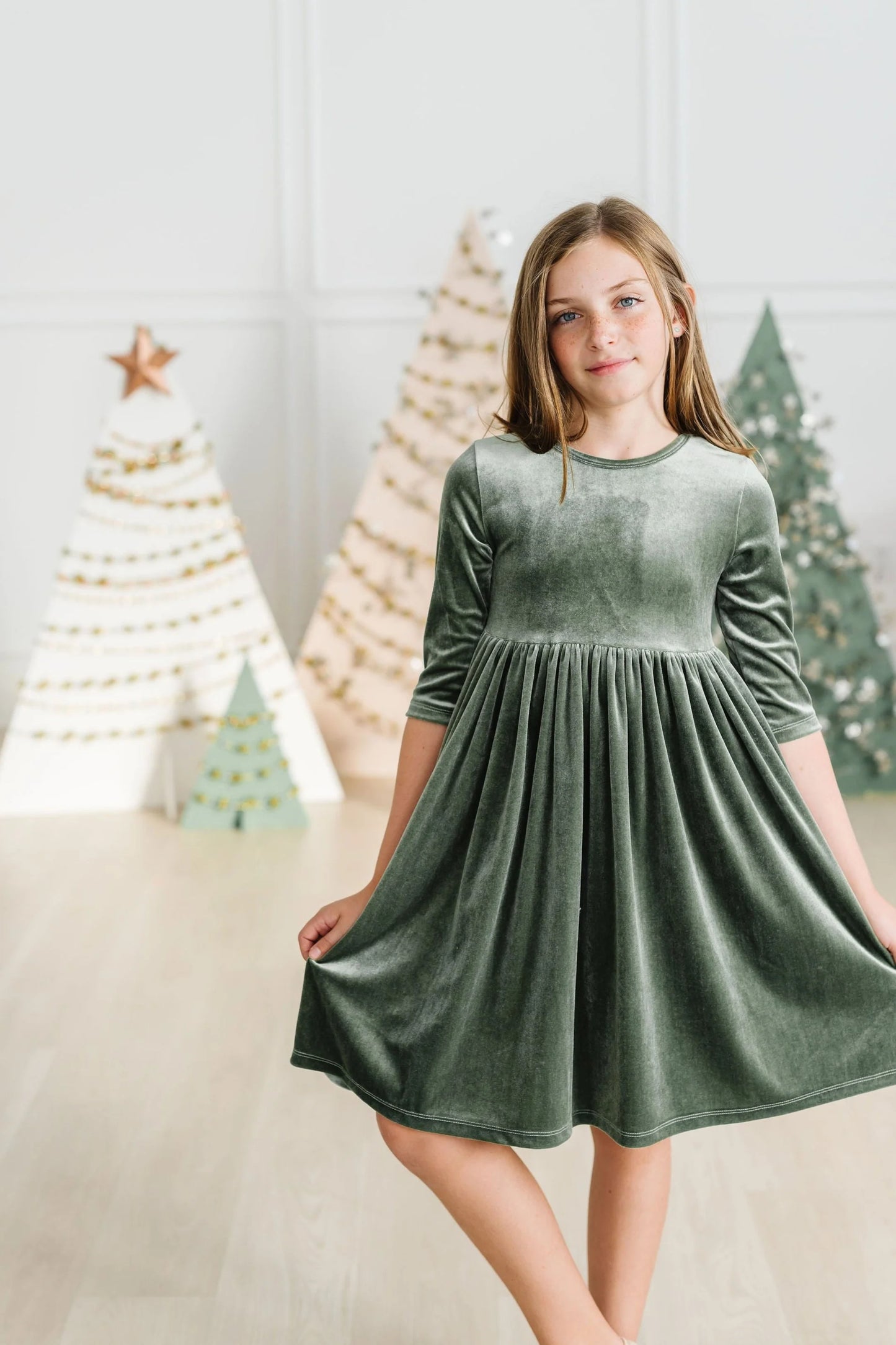 Mila & Rose - Sage Velvet Twirl Dress
