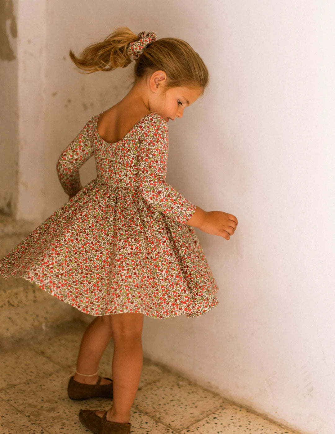 Crimson Flora Twirl Dress