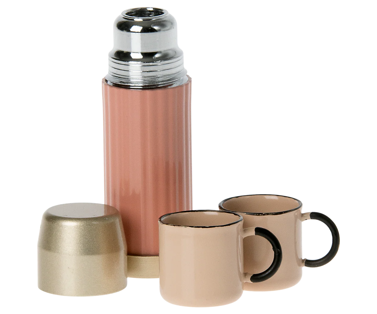 Soft Coral Thermos & Cups