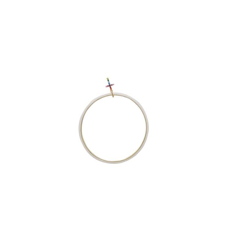 Jane Marie - White Enamel Bangle with Cross Charm