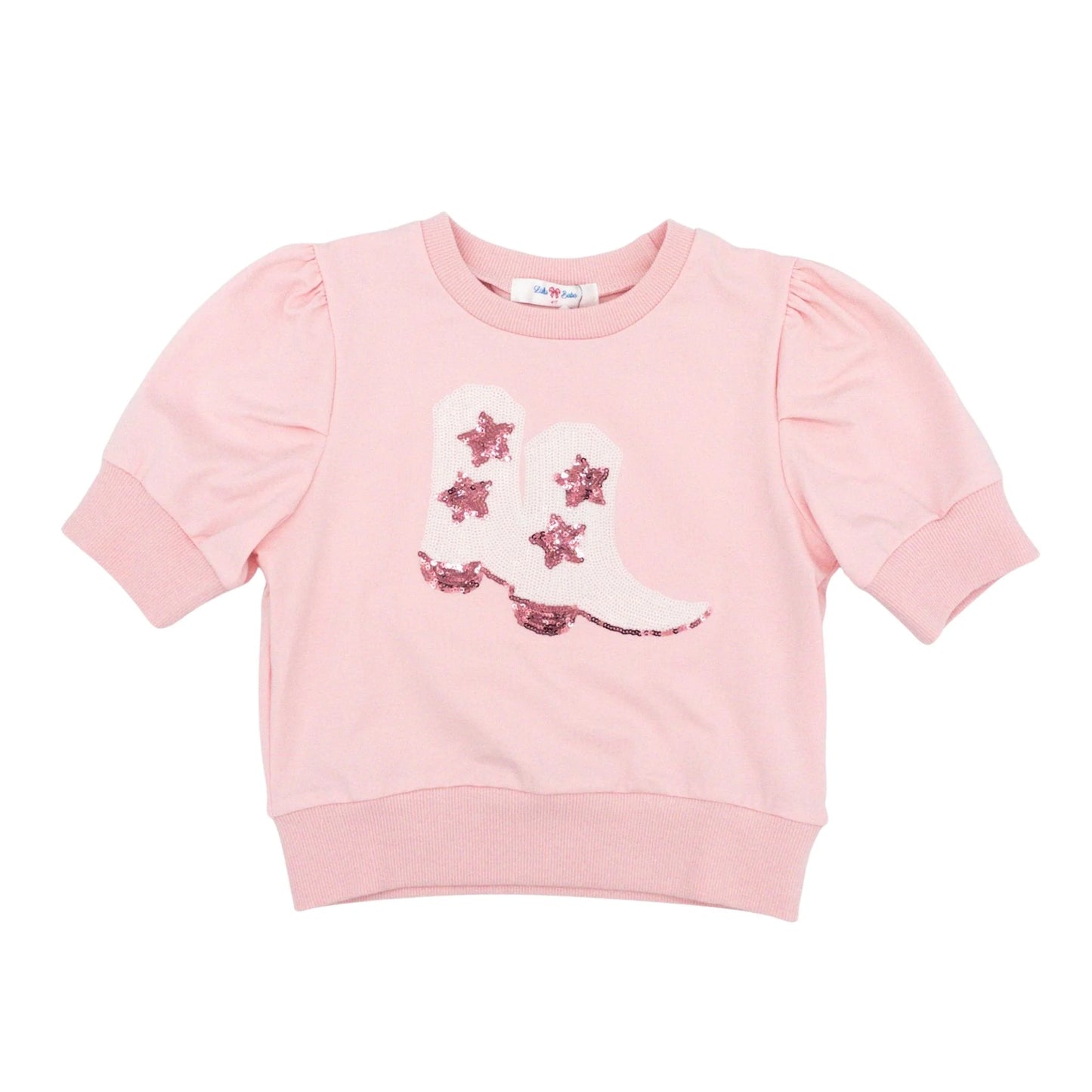 Pink Boot Sequin Puff Shirt