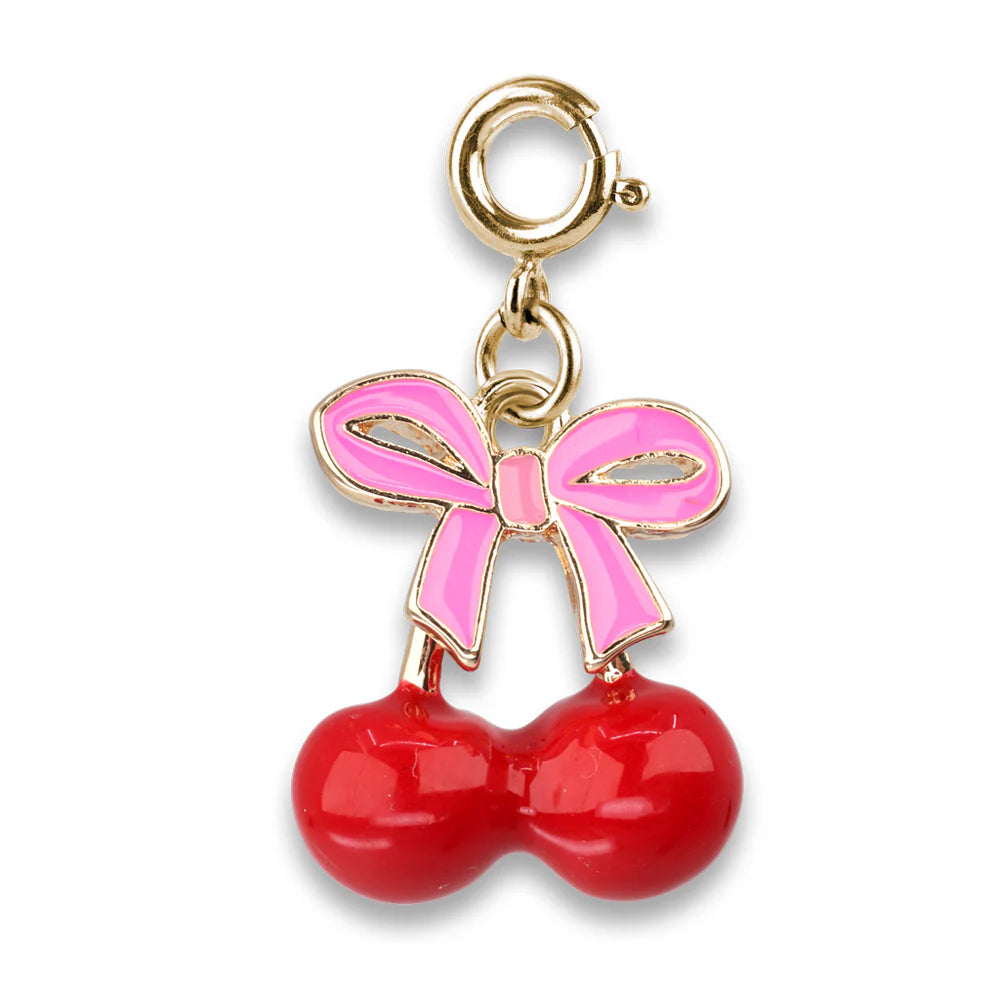 Charm It Gold Cherries charm featuring a shiny gold cherry design with detailed stem and leaf accents.