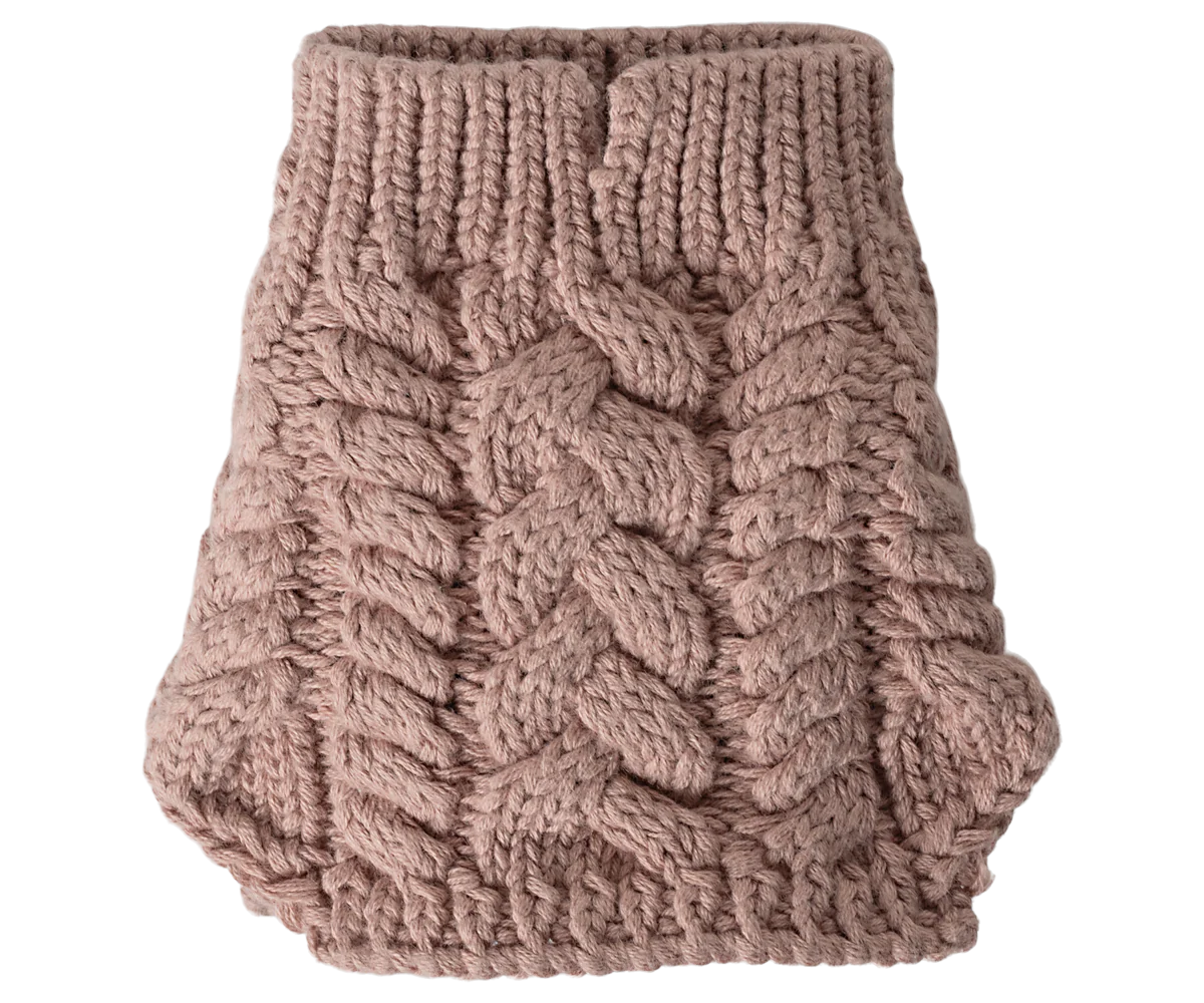 Maileg puppy sweater in dark rose color, soft knit clothing accessory for small dogs or plush toys.