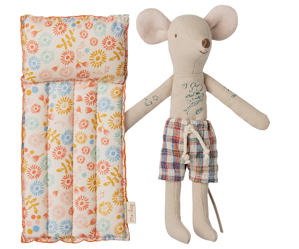 Maileg - Beach Mouse w/ Air Mattress, Dad - Flower