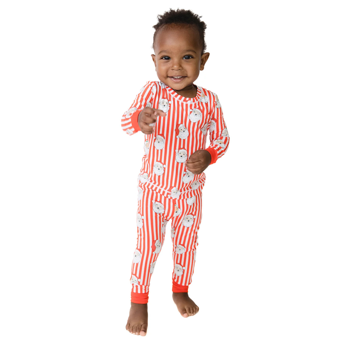 Vintage Santa Stripe Long Sleeve Loungewear Set