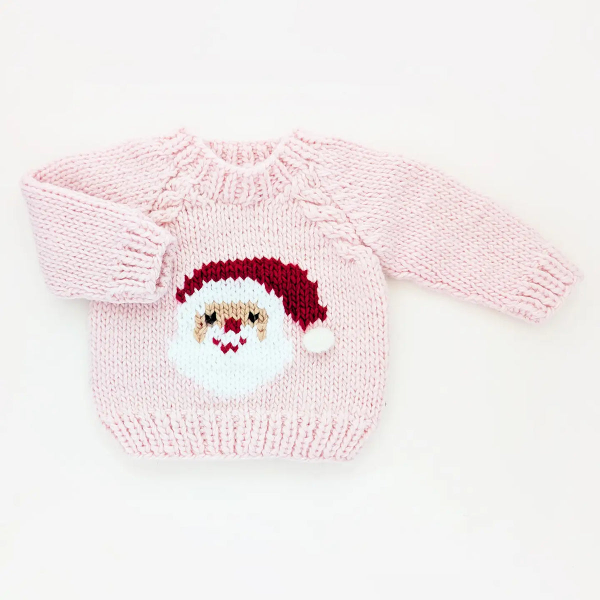 Huggalugs Jolly Santa Sweater in blush for baby and toddler girls, featuring festive holiday design and soft knit fabric