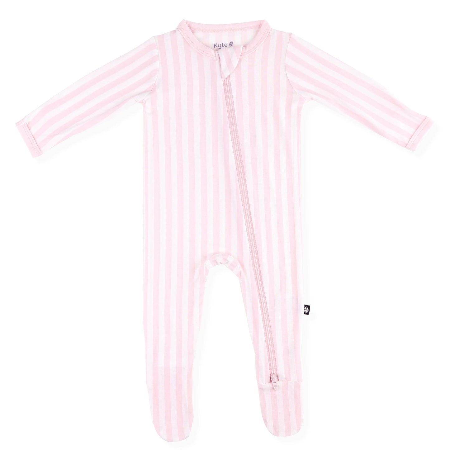 Zippered Footie in Small Sakura Stripe