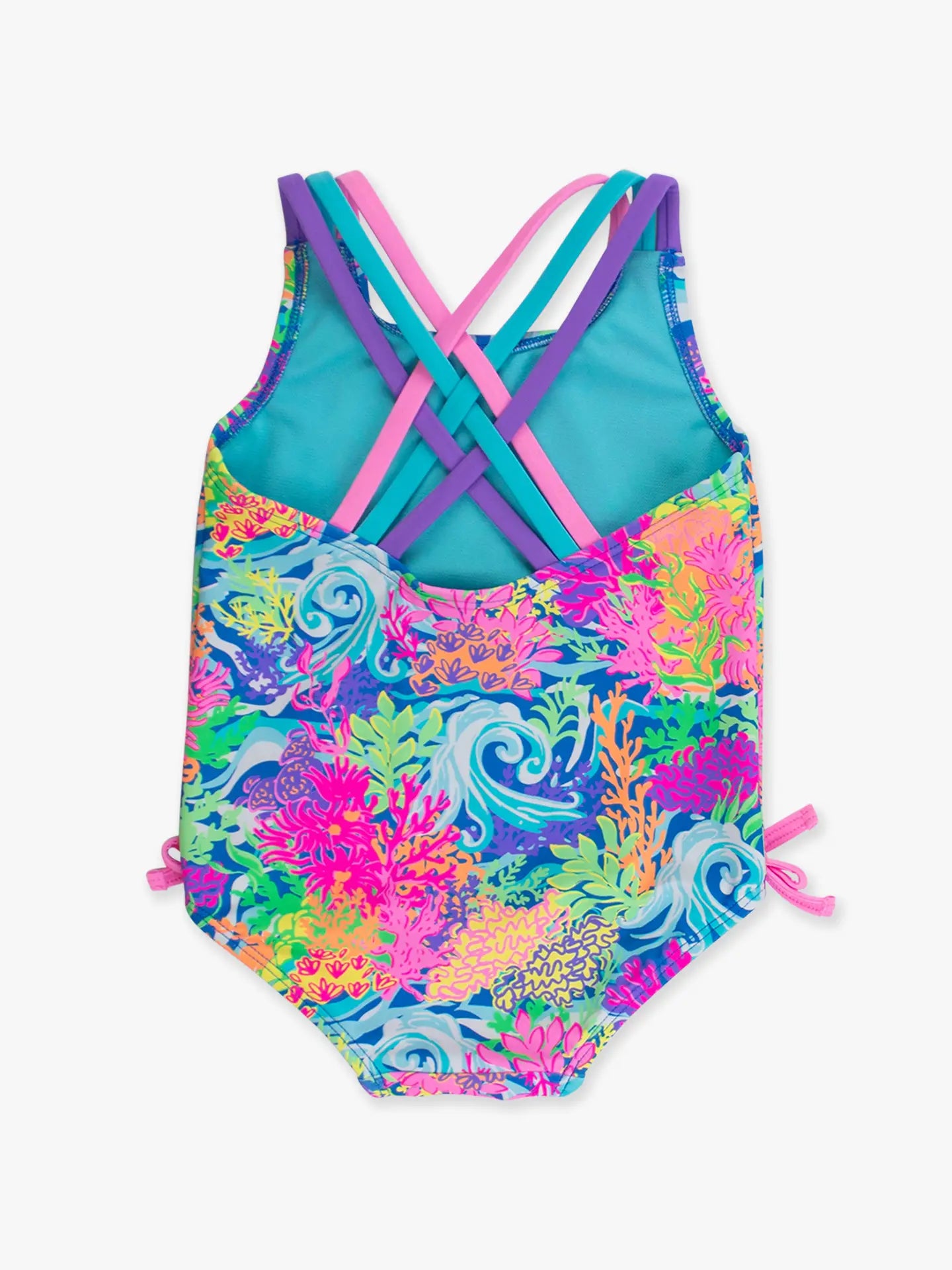 Neon Ocean Coral Cross-Back One Piece Swimsuit