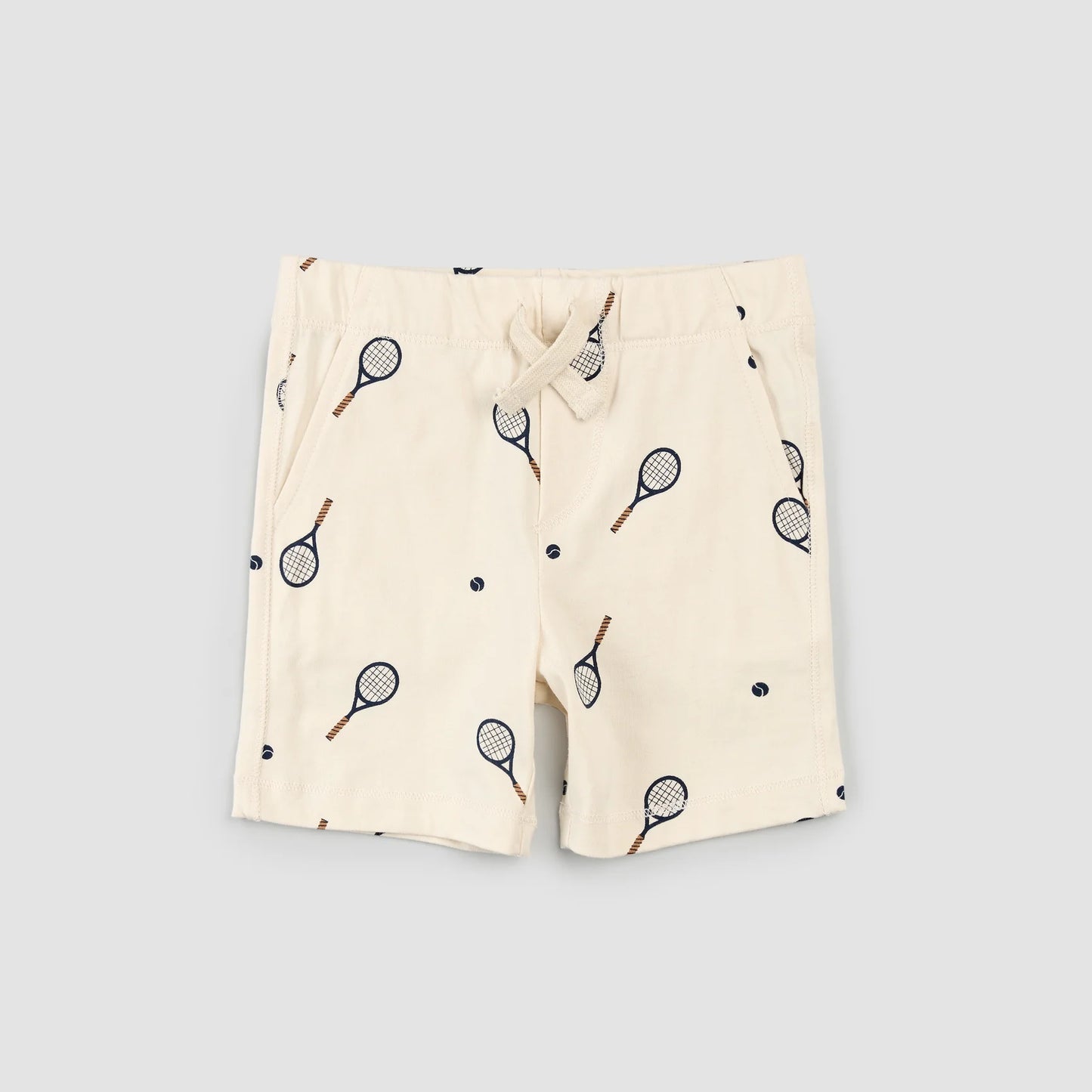Miles the Label - Racquet Print on Birch Jersey Shorts