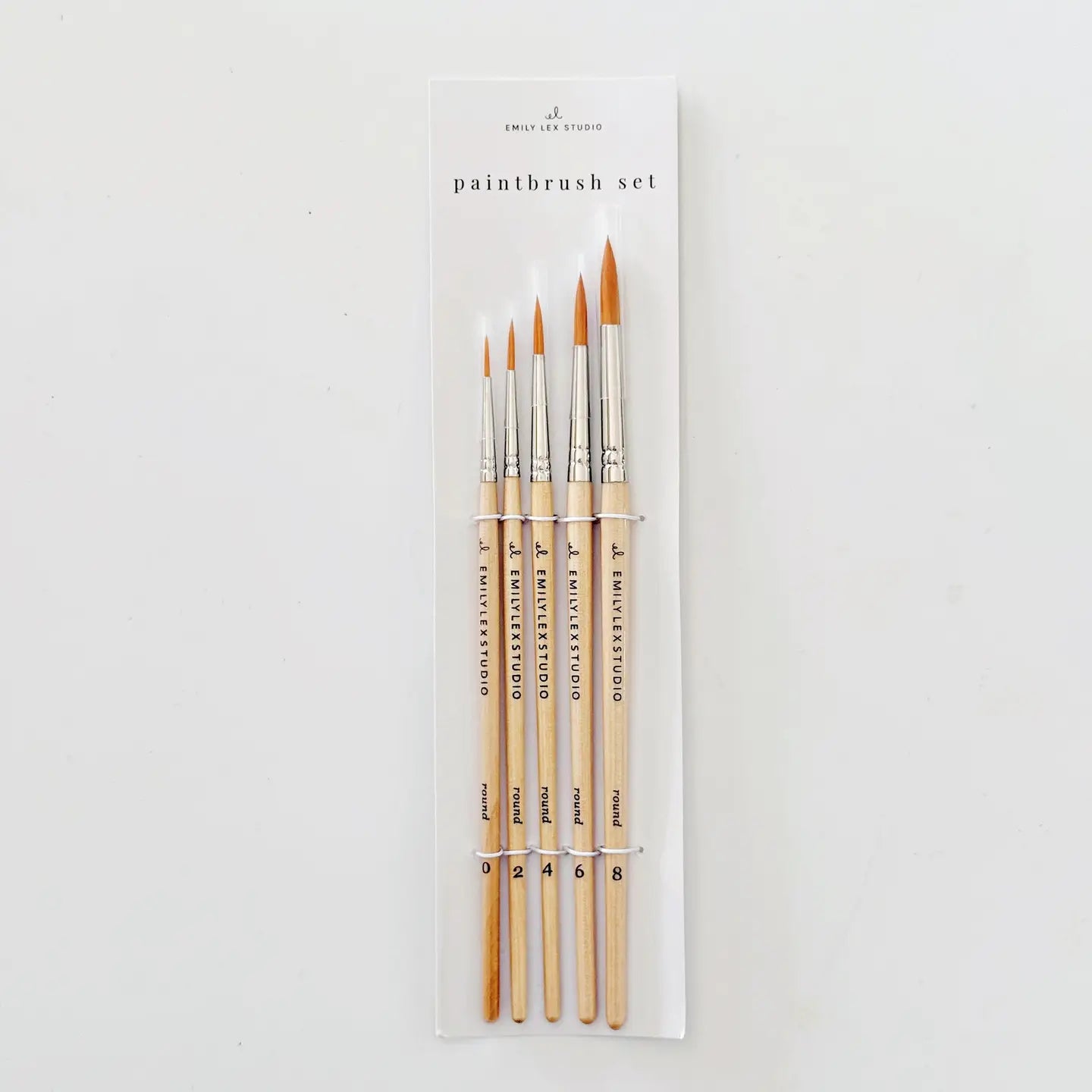 Watercolor Paintbrush Set of Five Wood Brushes