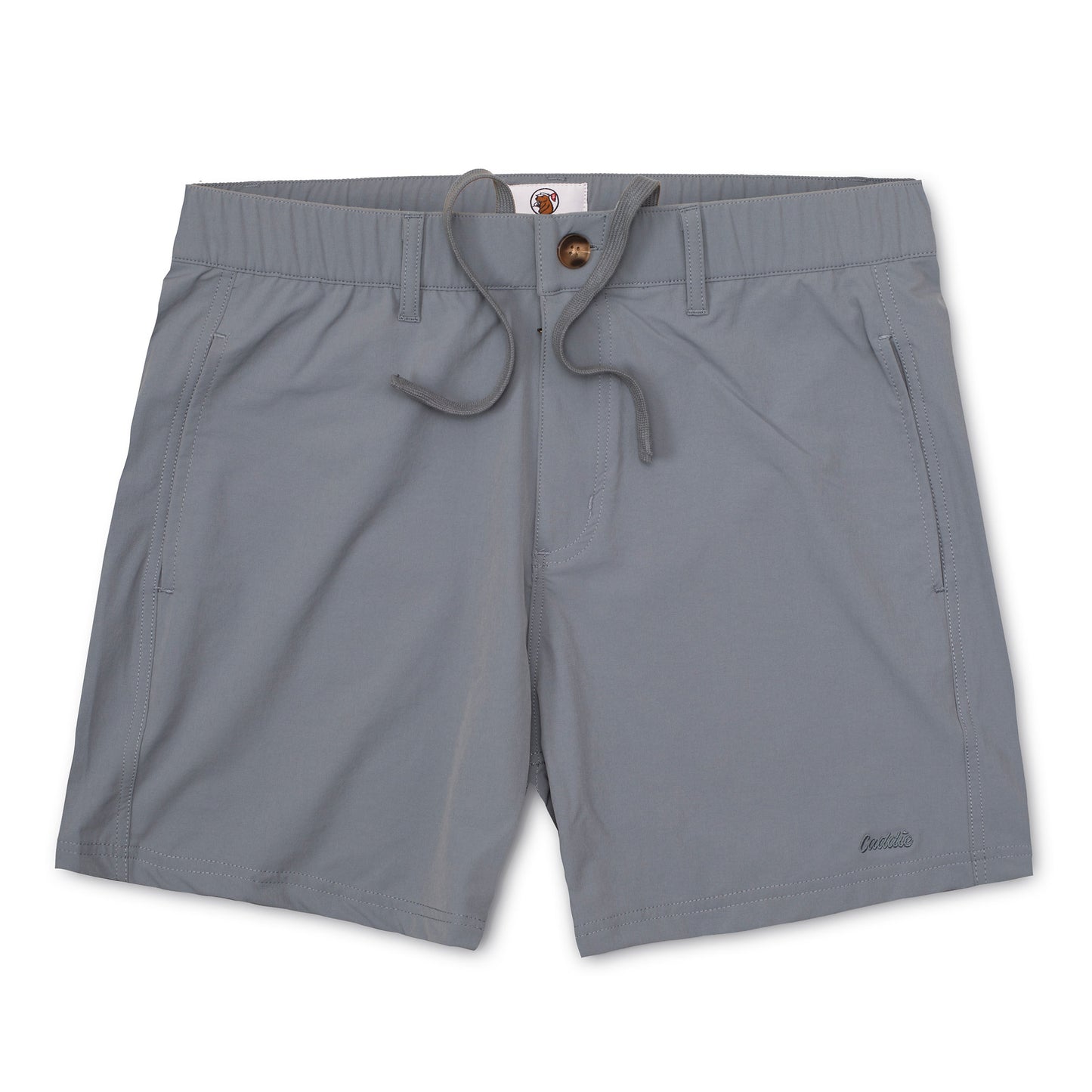 Caddie Youth Swing Shorts in slate color, lightweight athletic shorts with breathable fabric and an elastic waistband for active wear.
