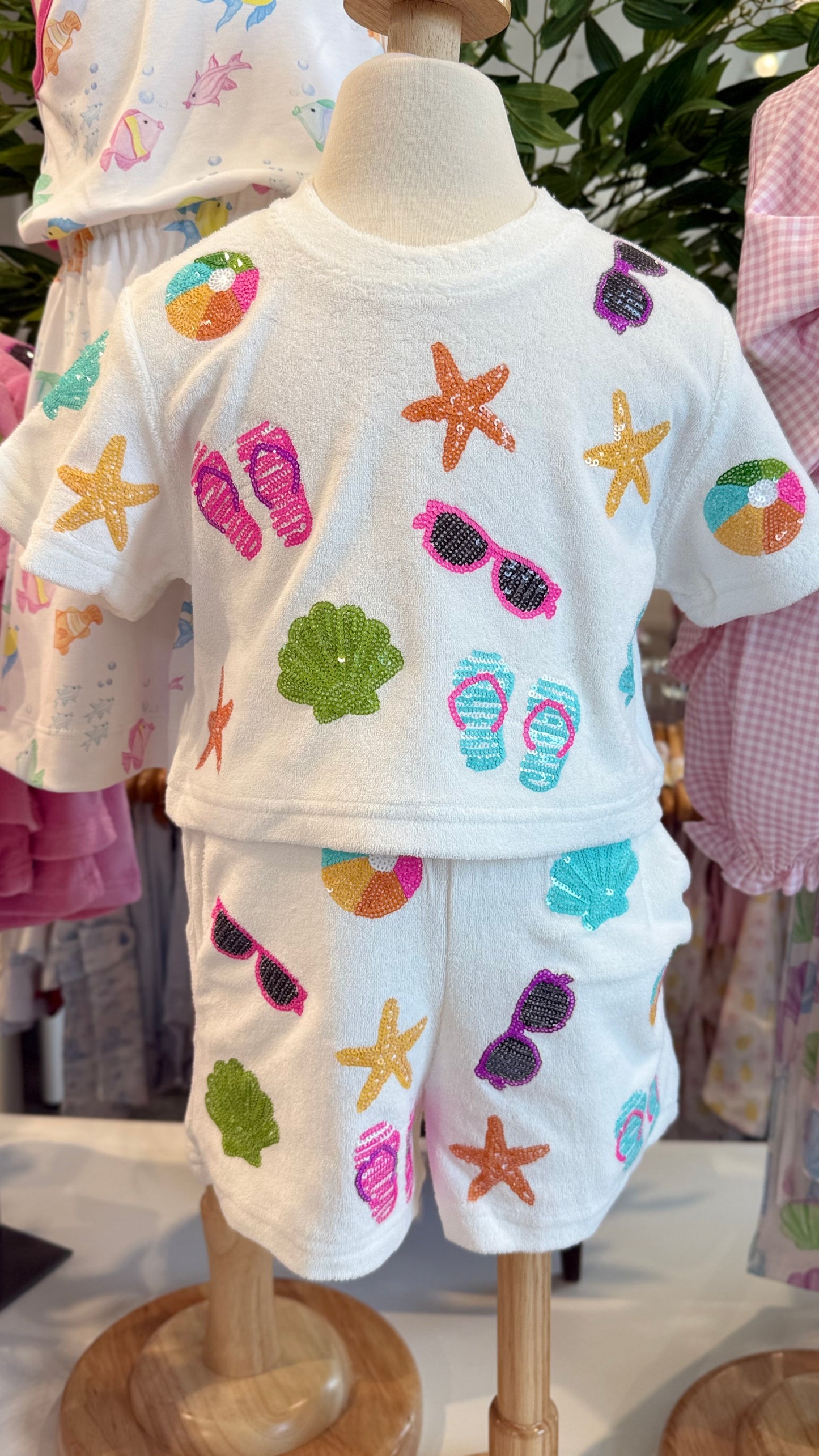 Belle Cher - White Terry Beach Sequin Set