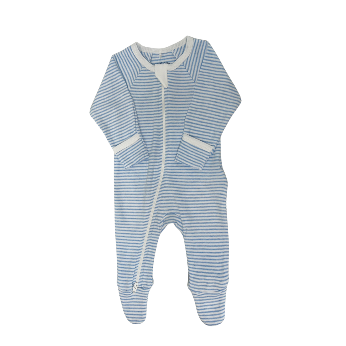 Purebaby - Blue Stripe Zippered Footie