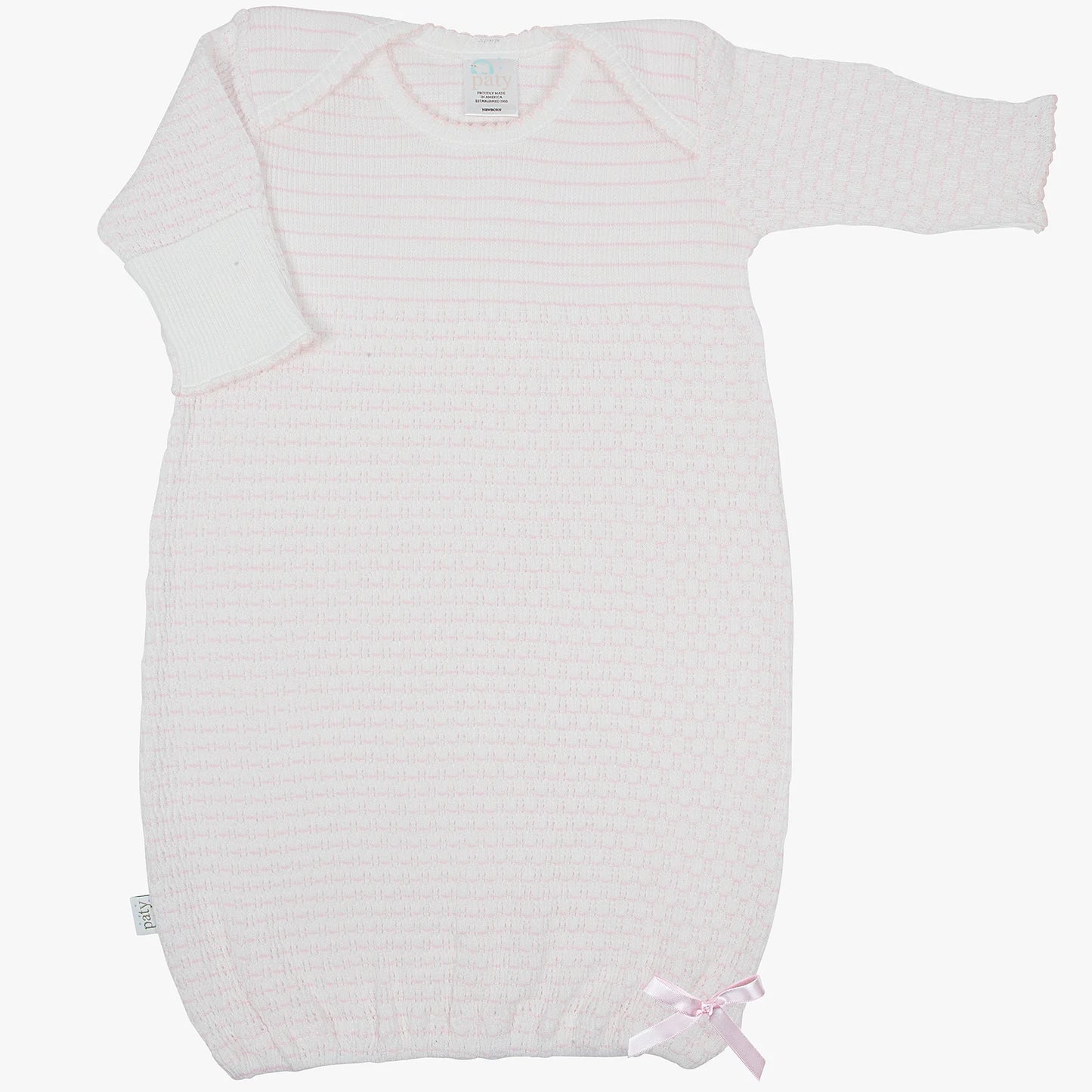 Paty - Knit Overlap Shoulder Gown Pinstripe