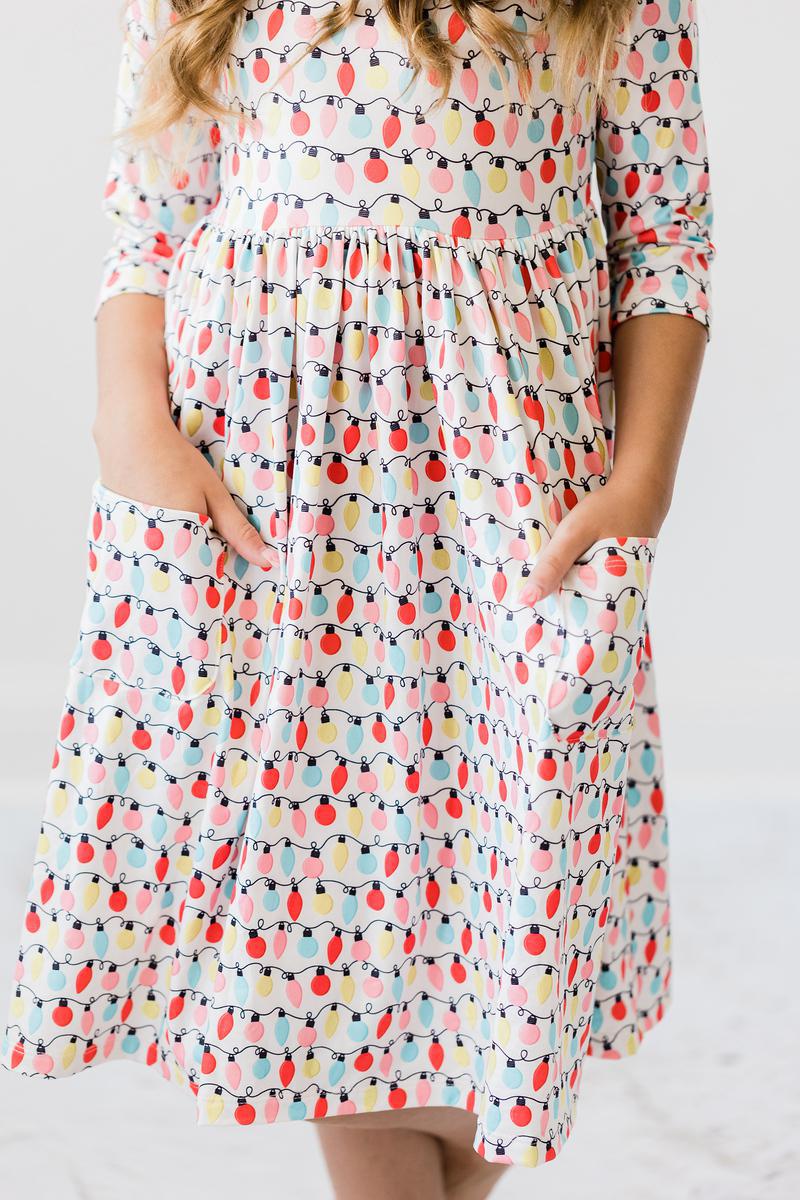 Mila & Rose - Merry & Bright 3/4 Sleeve Pocket Twirl Dress