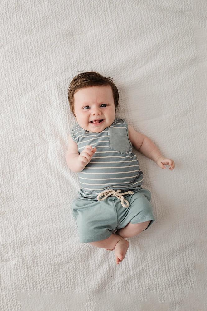 Baby Sprouts - Blue Stripe Pocket Tank