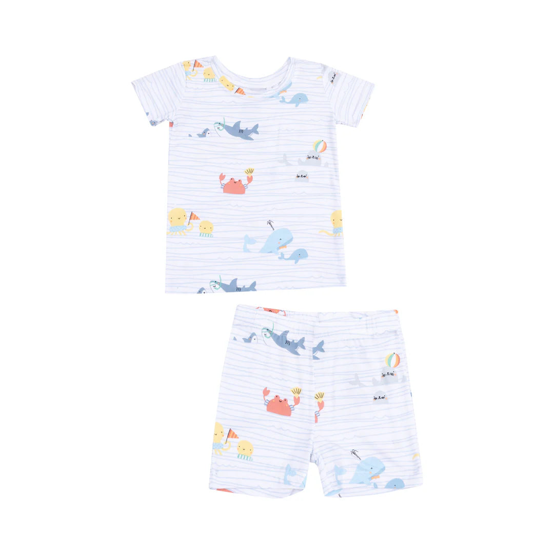 Angel Dear - Sea Stripes Two Piece Short Lounge set