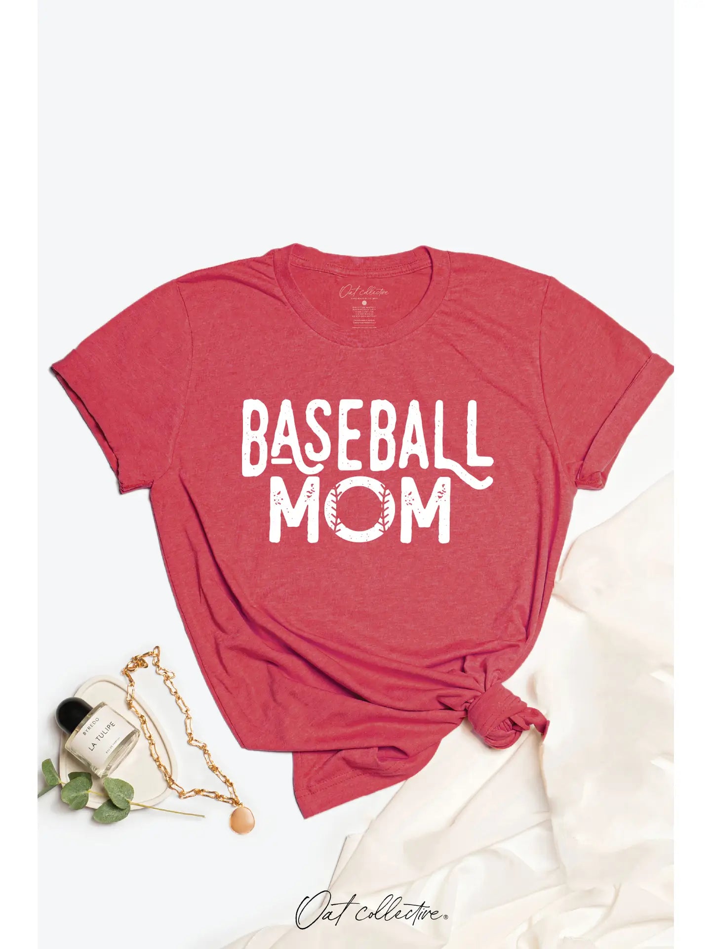 Oat Collective - Baseball Mom Graphic T-Shirt Heather Red