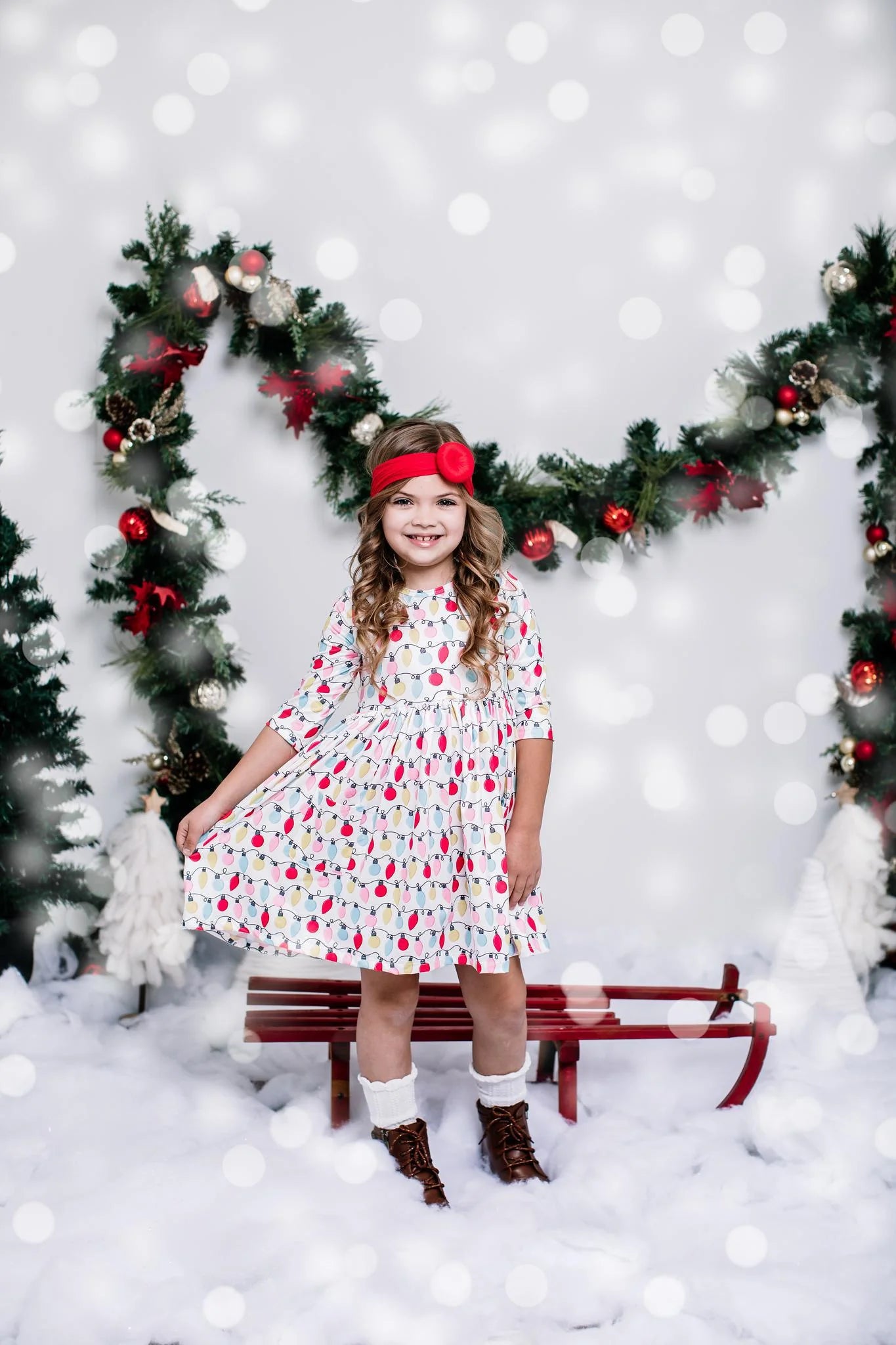 Mila & Rose - Merry & Bright 3/4 Sleeve Pocket Twirl Dress 3T Mila & Rose - Merry & Bright 3/4 Sleeve Pocket Twirl Dress 3T