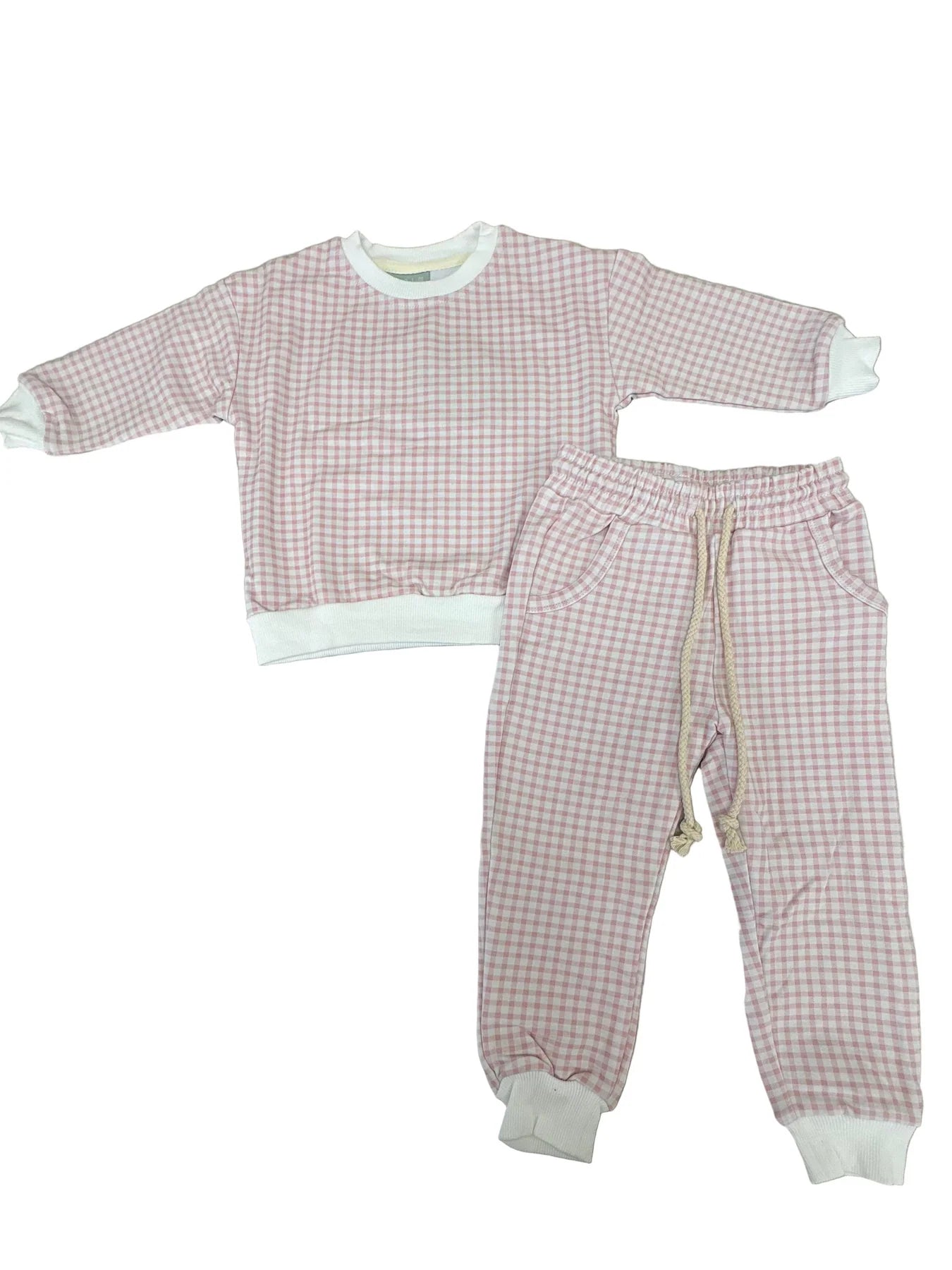 Pink Gingham Jogger Set