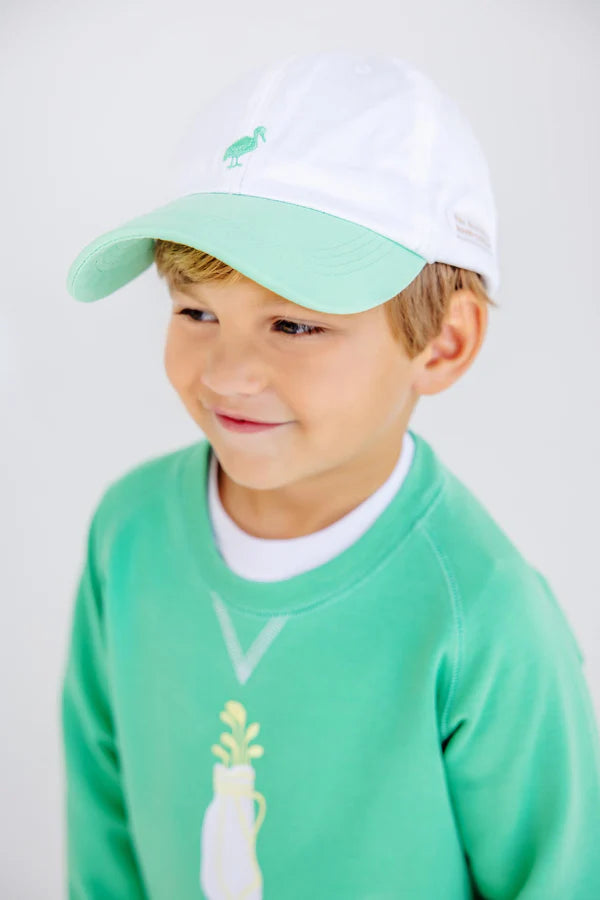 Worth Ave White/Grace Bay Green Covington Cap- Cotton Twill