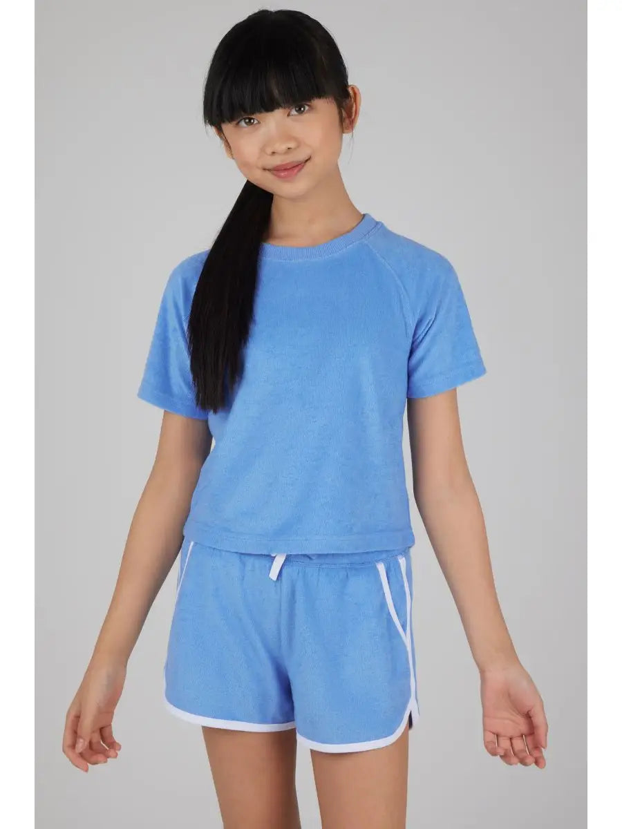 Marina Girls Towel Terry Raglan Tee and Dolphin Short Set