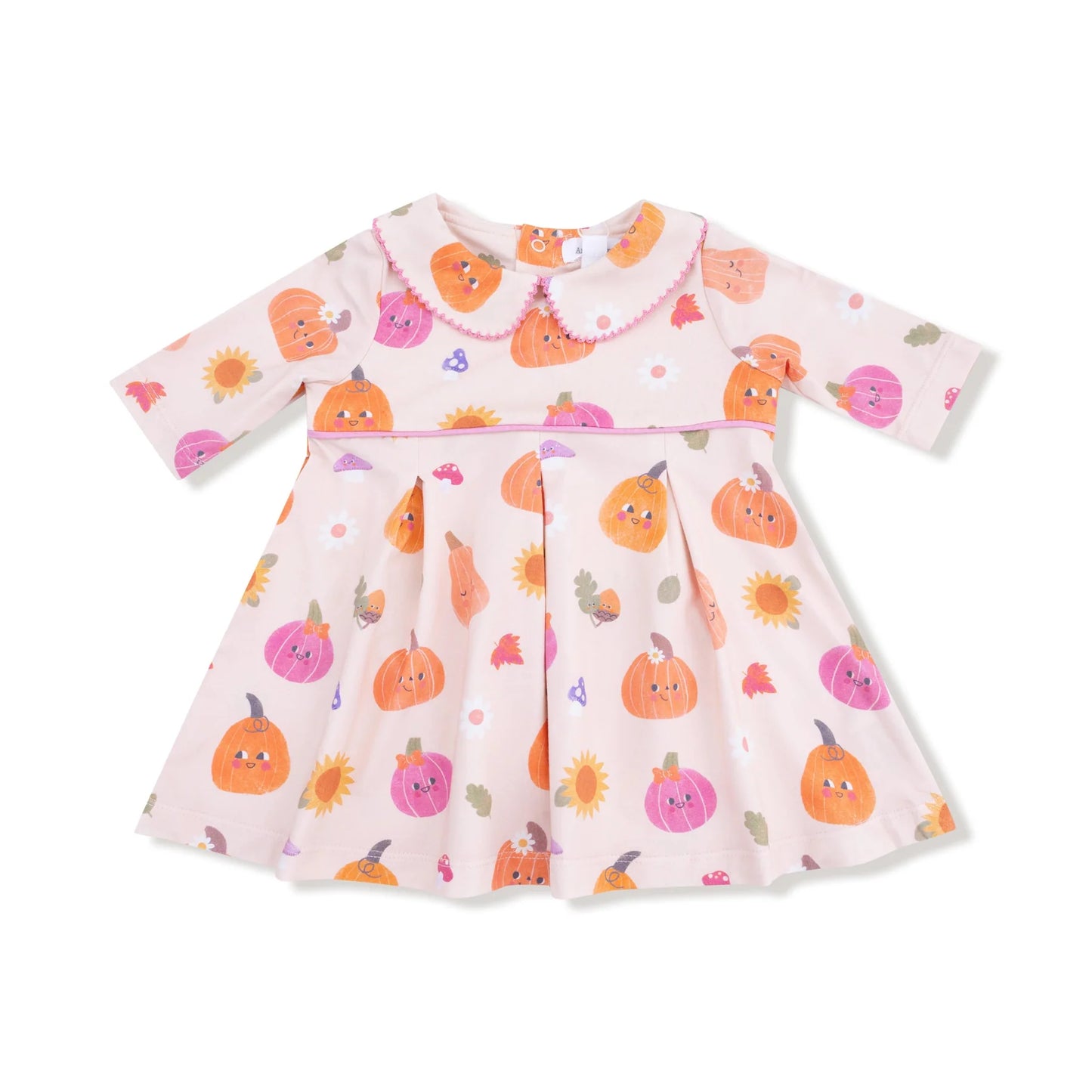 Pink Autumn Pumpkins Box Pleat Dress Set