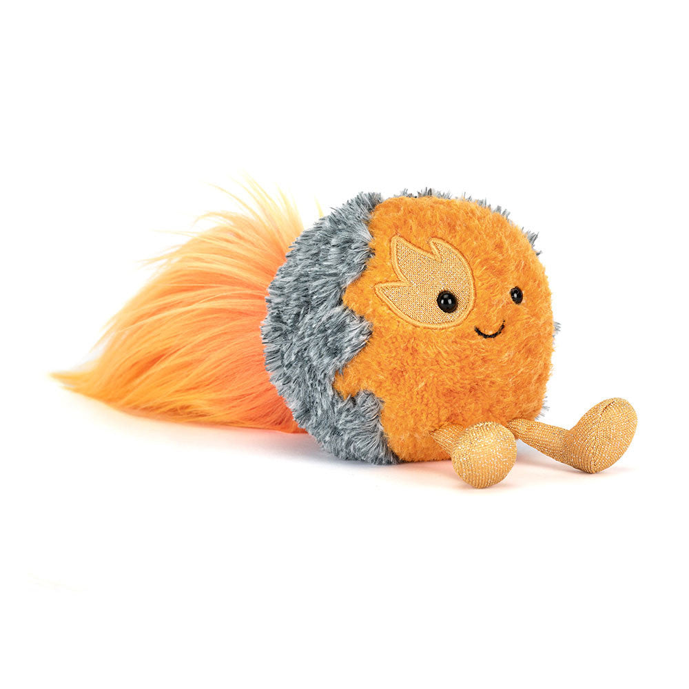 Jellycat Amuseables Space Comet plush toy with friendly face, soft fabric, and colorful tail against a plain background.