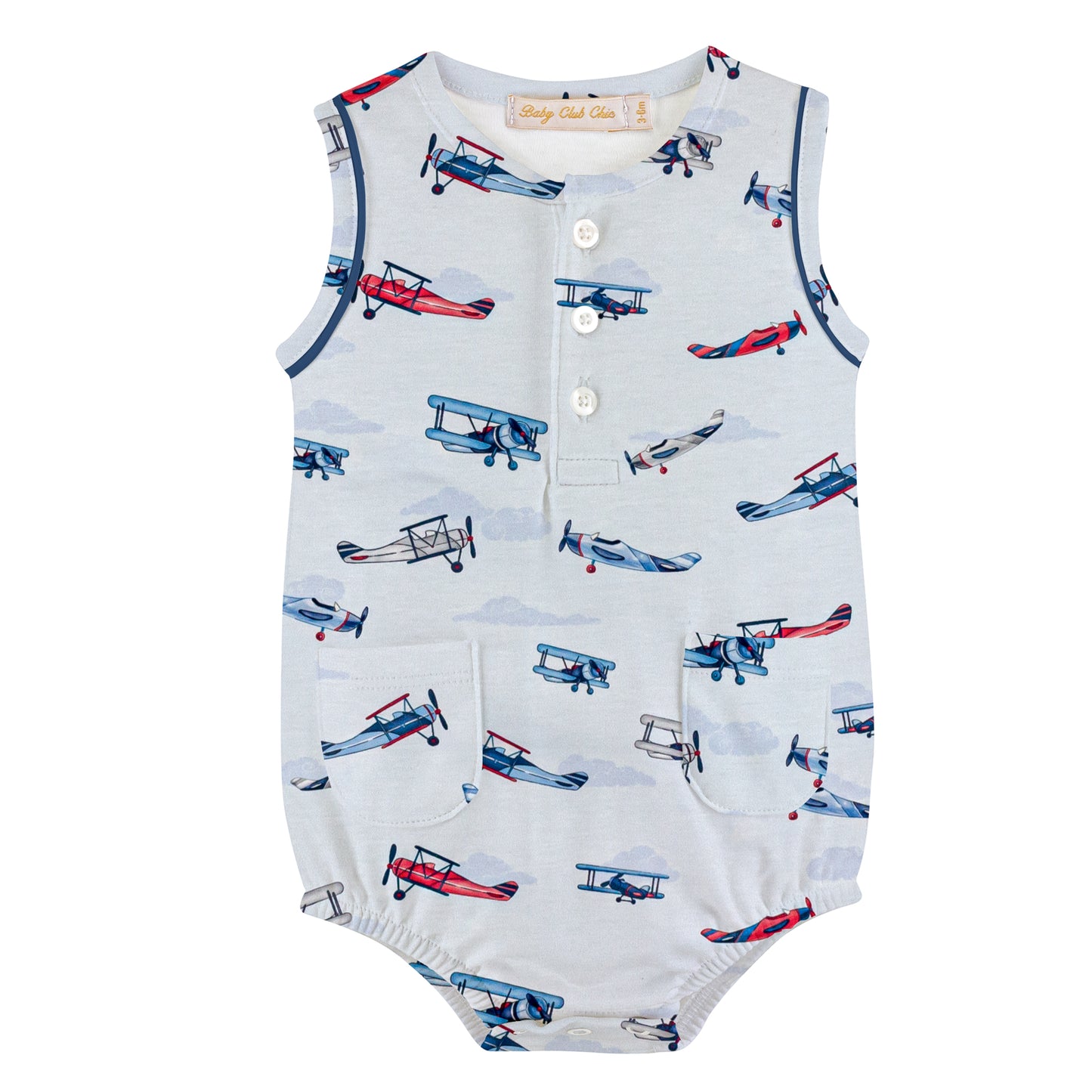 Baby Club Chic - Patriotic Airplanes Printed Bubble