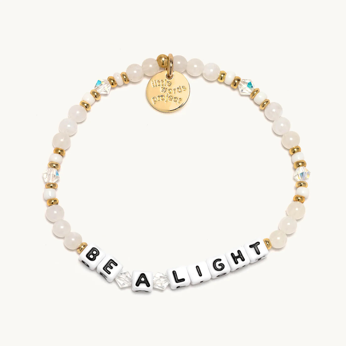 BeALight Word Bracelet by Little Words Project featuring a delicate chain and a charm with the inspiring word "BeALight."