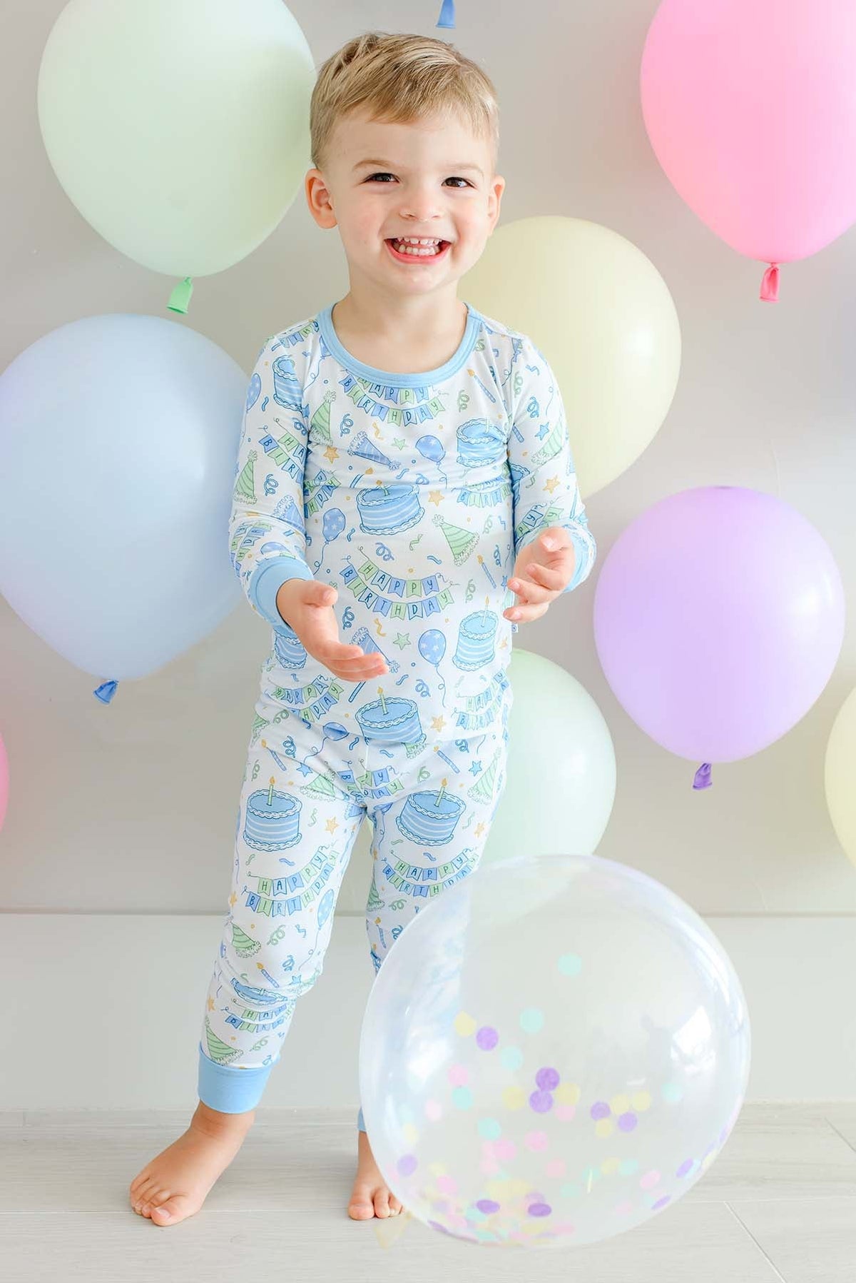 Birthday Bash Blue Two Piece Pajama Set